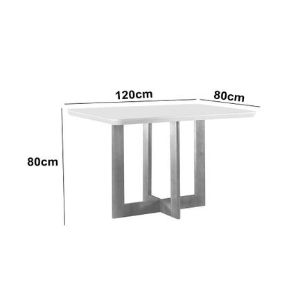 Imagem de Mesa de Jantar Retangular com Tampo de Vidro Tália Off White e Imbuia 120 cm