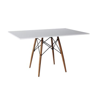 Imagem de Mesa de Jantar Retangular Eames Eiffel Branca 120x75cm Base Madeira