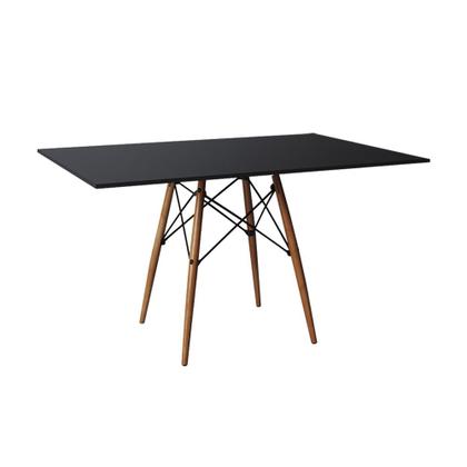 Imagem de Mesa de Jantar Retangular Eames Eiffel Preta 120x75cm Base Madeira