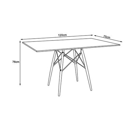 Imagem de Mesa de Jantar Retangular Eames Eiffel Preta 120x75cm Base Madeira