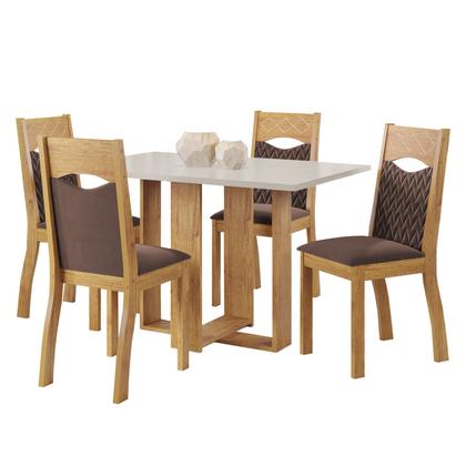 Imagem de Mesa de Jantar Retangular Ellus C/4 Cad Pietra Mel/Bonde/V.bombom