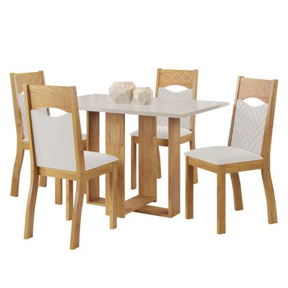 Imagem de Mesa de Jantar Retangular Ellus C/4 Cad Pietra Mel/Bonde/V.marfim