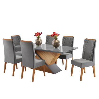 Imagem de Mesa de Jantar Retangular Encantare com 6 Cadeiras Madeira Maciça Vegas