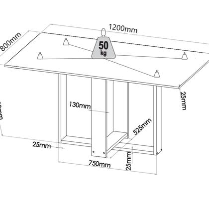 Imagem de Mesa de Jantar Retangular Eudora 1,20x80 com 4 Cadeiras Sicilia