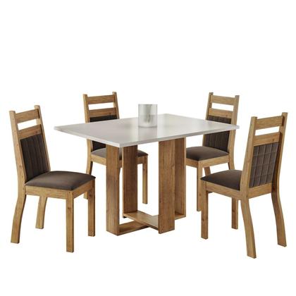 Imagem de Mesa de Jantar Retangular Eudora 1,20x80 com 4 Cadeiras Sicilia