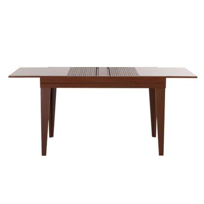 Imagem de Mesa de Jantar Retangular Extensível com Tampo de Vidro Gênova Mel e Off White