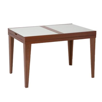 Imagem de Mesa de Jantar Retangular Extensível com Tampo de Vidro Genova Off White e Imbuia