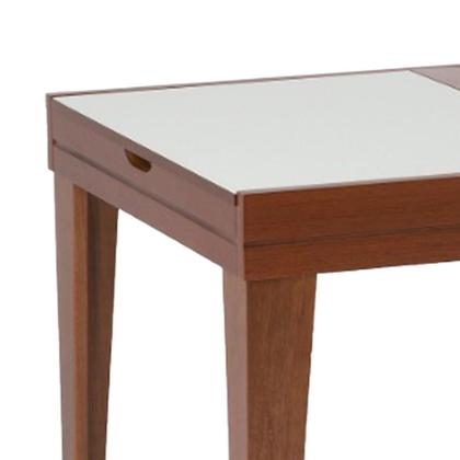 Imagem de Mesa de Jantar Retangular Extensível com Tampo de Vidro Genova Off White e Imbuia