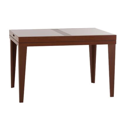 Imagem de Mesa de Jantar Retangular Extensível com Tampo de Vidro Genova Off White e Imbuia