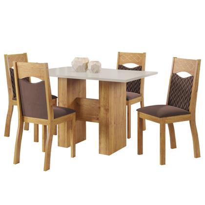 Imagem de Mesa de Jantar Retangular Green Com 4 Cadeiras Pietra Mel/BlondeV.bombom Casa Giulia