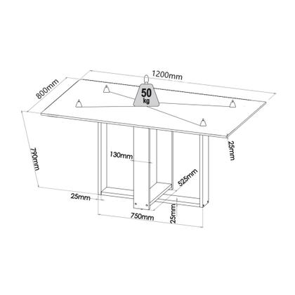 Imagem de Mesa de Jantar Retangular Iluminata Com 4 cadeiras Fran Mel/Blonde/Marfim Casa Giulia