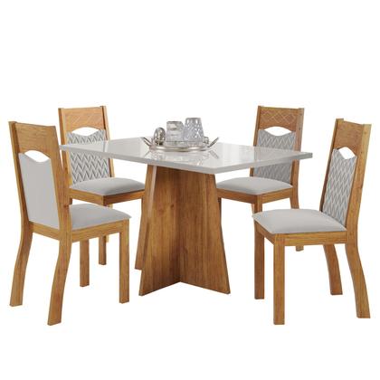 Imagem de Mesa de Jantar Retangular Lacerda C/4 Cad Pietra Mel/Off White/V.marfim