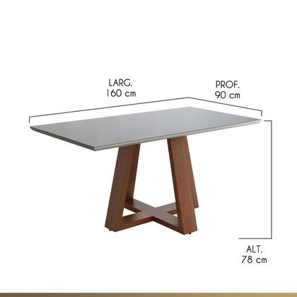 Imagem de Mesa de Jantar Retangular Liandra Base Trançado Amadeirado Tampo Vidro CCS