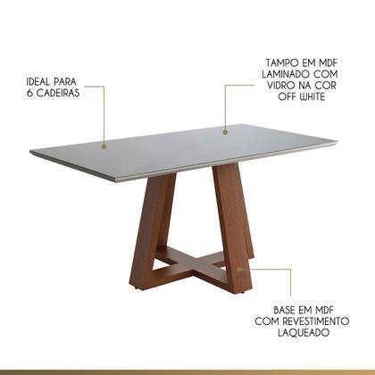 Imagem de Mesa de Jantar Retangular Liandra Base Trançado Amadeirado Tampo Vidro CCS