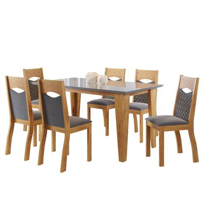 Imagem de Mesa de Jantar Retangular Lux C/6 Cad Pietra Mel/Grafite/V.grafite