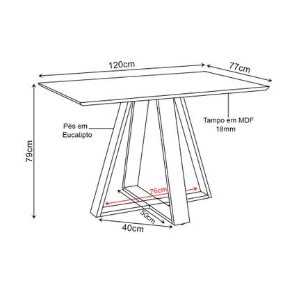 Imagem de Mesa de Jantar Retangular Manu Base Madeira Maciça 120x77cm - Branca