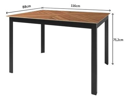 Imagem de Mesa de Jantar Retangular Moderna para Cozinha Sala e Apartamento com Estrutura Metálica Preta Reforçada