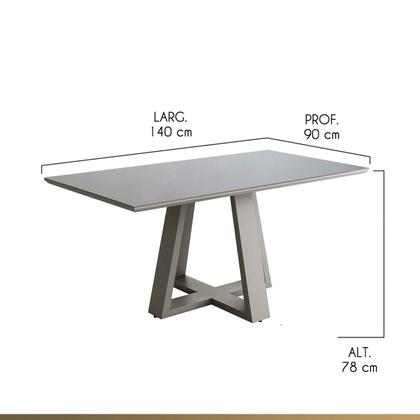 Imagem de Mesa de Jantar Retangular para 4 Lugares 140x90cm Liandra Tampo Vidro Off White CCS