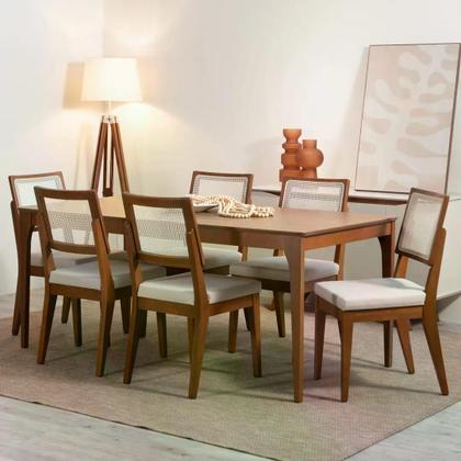 Imagem de Mesa de Jantar Retangular para 6 Lugares Ella 160 cm - Natural c/ Canella