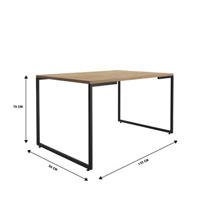 Imagem de Mesa de Jantar Retangular  Porto 135 cm Natural Base Metálica Industrial Preto - D'Rossi