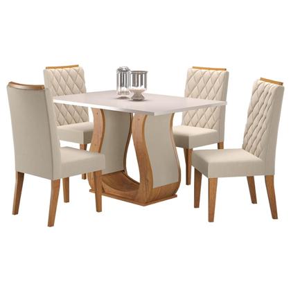 Imagem de Mesa de Jantar Retangular Sharom Com 4 Cadeiras Iza Mel/Blonde/Bege Casa Giulia