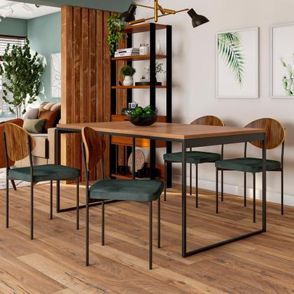 Imagem de Mesa de Jantar Retangular Stanford Amêndoa e Preta 135 cm