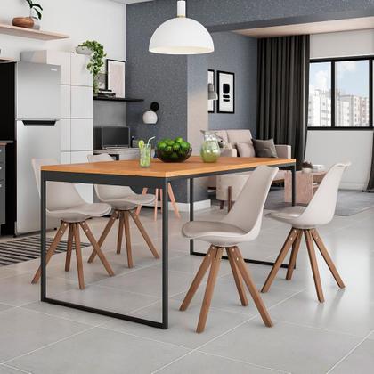 Imagem de Mesa de Jantar Retangular Stanford Amêndoa e Preta 135 cm