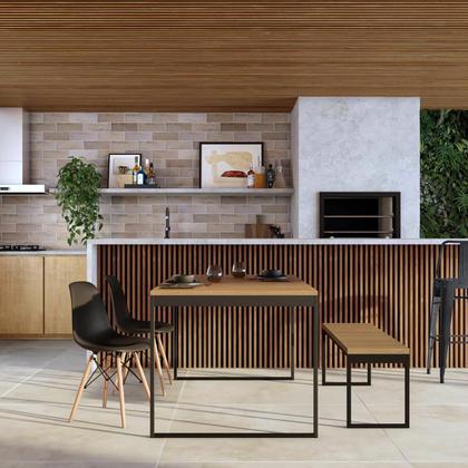 Imagem de Mesa de Jantar Retangular Stanford Amêndoa e Preta 135 cm