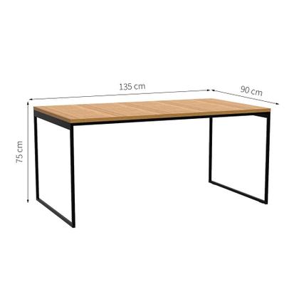 Imagem de Mesa de Jantar Retangular Stanford Amêndoa e Preta 135 cm
