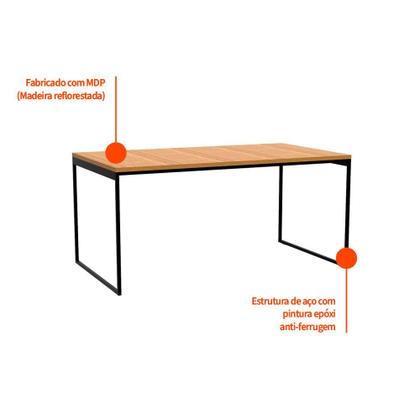 Imagem de Mesa de Jantar Retangular Stanford Amêndoa e Preta 135 cm