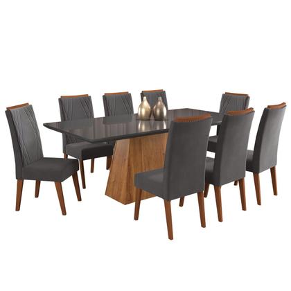 Imagem de Mesa de Jantar Retangular Sylk com 8 Cadeiras Madeira Maciça Vegas