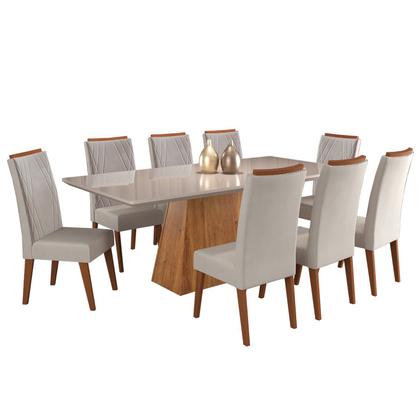 Imagem de Mesa de Jantar Retangular Sylk com 8 Cadeiras Madeira Maciça Vegas