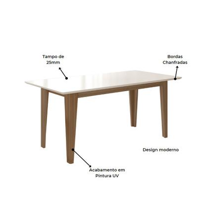 Imagem de Mesa de Jantar Retangular Tampo Chanfrado 160cm Liz Carvalho/Off White - Poliman