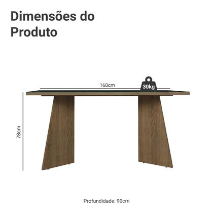 Imagem de Mesa de Jantar Retangular Tampo de Vidro 5389 Rustic/Preto Madesa