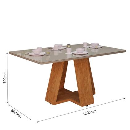 Imagem de Mesa de Jantar Retangular Tampo Off White Com Vidro Laqueado Pés Perola