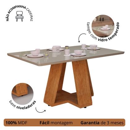 Imagem de Mesa de Jantar Retangular Tampo Off White Com Vidro Laqueado Pés Perola