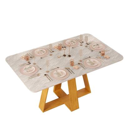 Imagem de Mesa de Jantar Retangular Tampo Sem Vidro 170x90 DJ Móveis Kiara Cedro Quartzo