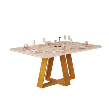 Imagem de Mesa de Jantar Retangular Tampo Sem Vidro 170x90 DJ Móveis Kiara Cedro Quartzo