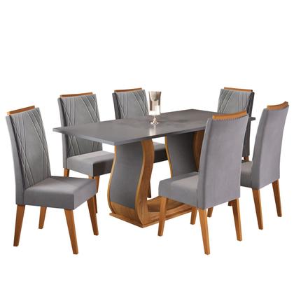 Mesa de Jantar Retangular Vitalic com 6 Cadeiras Madeira Maciça Vegas - Viero Imagem de Mesa de Jantar Retangular Vitalic com 6 Cadeiras Madeira Maciça Vegas