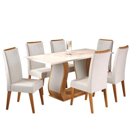 Imagem de Mesa de Jantar Retangular Vitalic com 6 Cadeiras Madeira Maciça Vegas