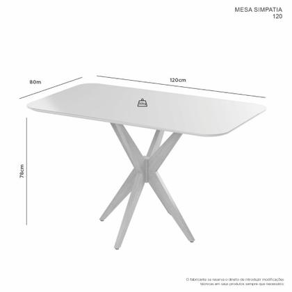 Imagem de Mesa de Jantar Simpatia Retangular em Vidro 120x80cm JCM