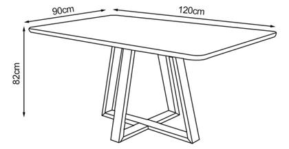 Imagem de Mesa De Jantar Tampo 120x90 MDF Vidro Temperado Para 4 Lugares Pés Madeira