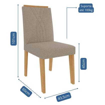 Imagem de Mesa de Jantar Tampo de MDF/Vidro Off White Flora Quadrada e 4 Cadeiras Nicole Nature/Linho Bege