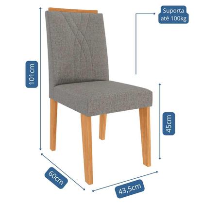 Imagem de Mesa de Jantar Tampo de MDF/Vidro Off White Flora Quadrada e 4 Cadeiras Nicole Nature/Linho Grafite