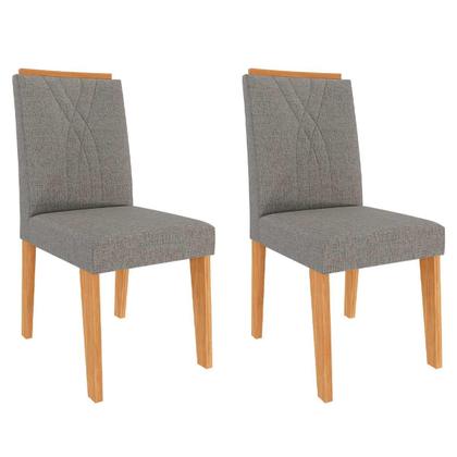 Imagem de Mesa de Jantar Tampo de MDF/Vidro Off White Flora Quadrada e 4 Cadeiras Nicole Nature/Linho Grafite