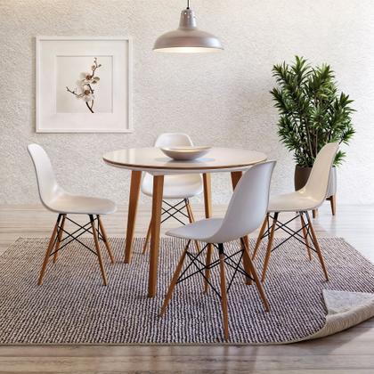 Imagem de Mesa de Jantar Tampo de Vidro 110cm Godam Espresso Móveis Cinamomo/Off White