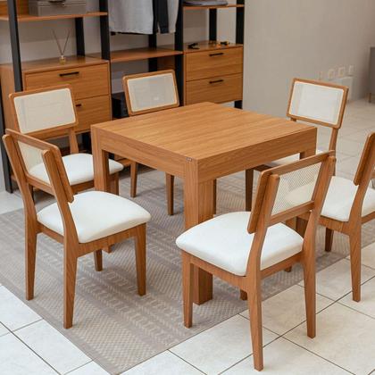 Imagem de Mesa de Jantar Tampo Extensível c/ 6 Cadeiras Dream 100% MDF
