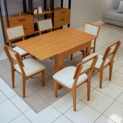Imagem de Mesa de Jantar Tampo Extensível c/ 6 Cadeiras Dream 100% MDF