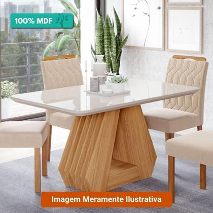 Imagem de Mesa De Jantar Tampo Vidro/Mdf 130X80Cm Retangular 4 Lugares Agata Cimol
