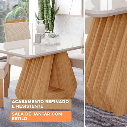 Imagem de Mesa De Jantar Tampo Vidro/Mdf 130X80Cm Retangular 4 Lugares Agata Cimol